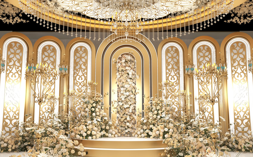 平邑香槟色调婚礼堂效果展示